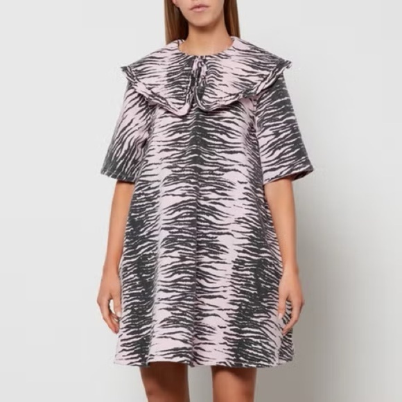 Ganni Dresses & Skirts - Ganni Women's Print Denim Mini Dress Tiger Stripe Light Lilac